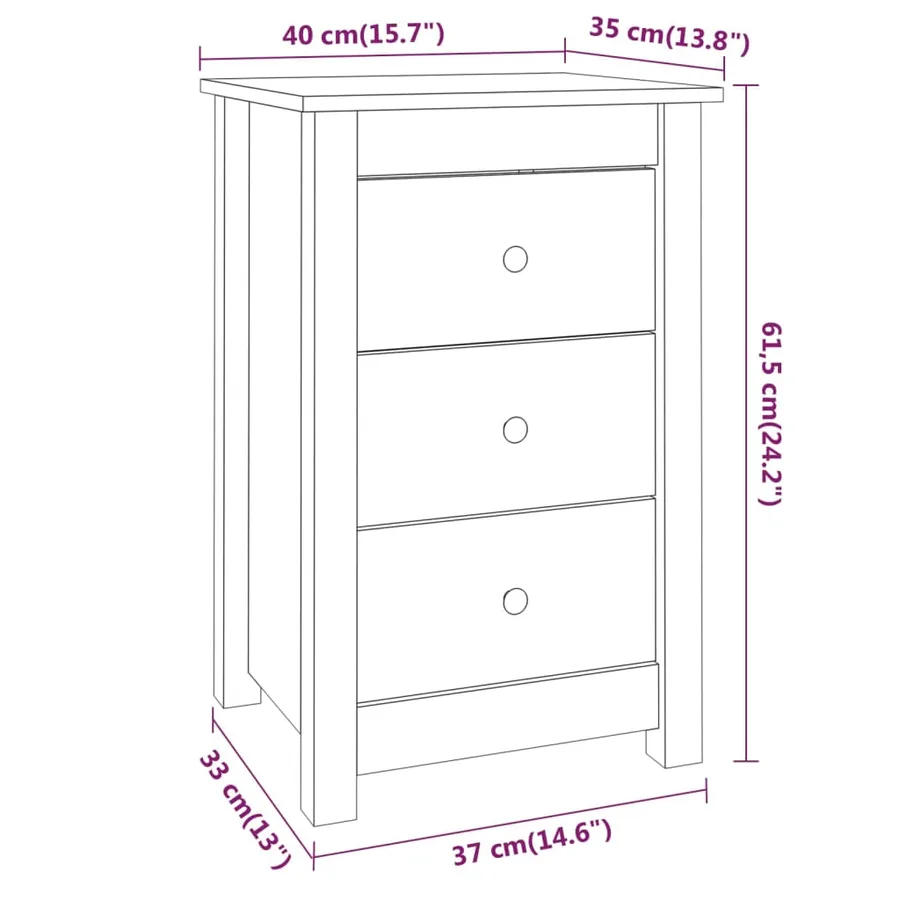 Table de chevet 40x35x61,5 cm Bois de pin massif - 9