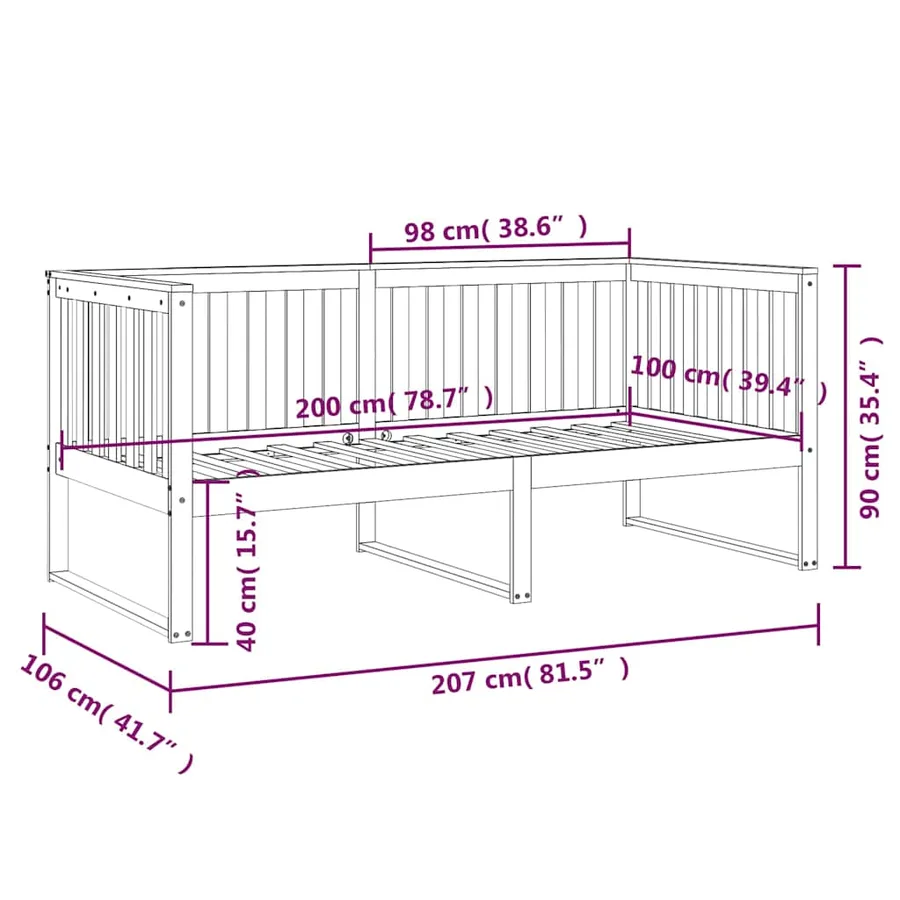 Lit de jour sans matelas 100x200 cm bois de pin massif - 11