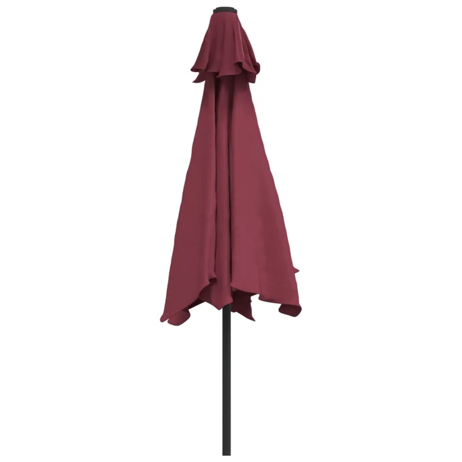Parasol de jardin avec mât en métal rouge bordeaux 300 cm - 4