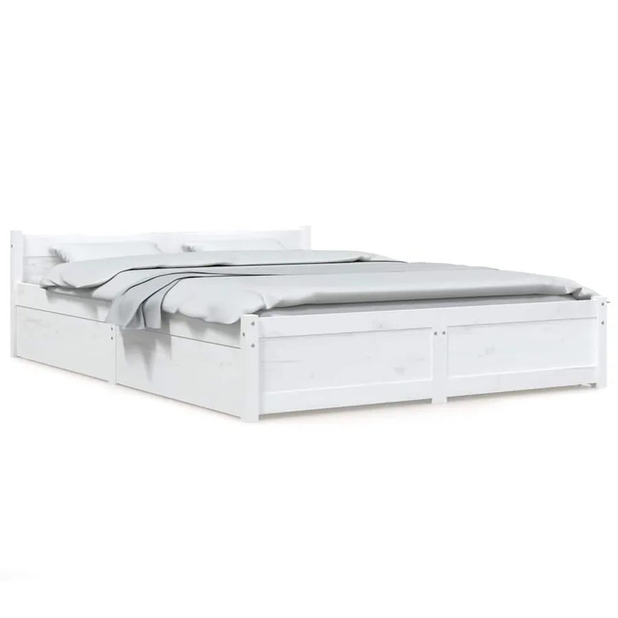 Cadre de lit sans matelas avec tiroirs blanc 120x200 cm - 2