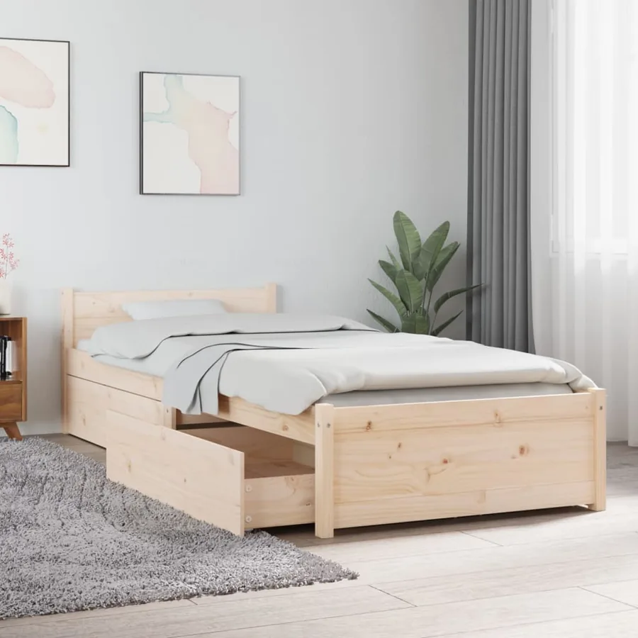 Cadre de lit sans matelas avec tiroirs