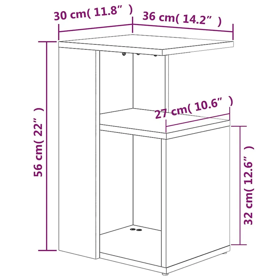 Table d'appoint Chêne fumé 36x30x56 cm Bois d'ingénierie - 6