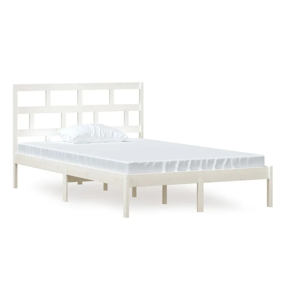 Cadre de lit sans matelas blanc bois massif 120x200 cm - 2