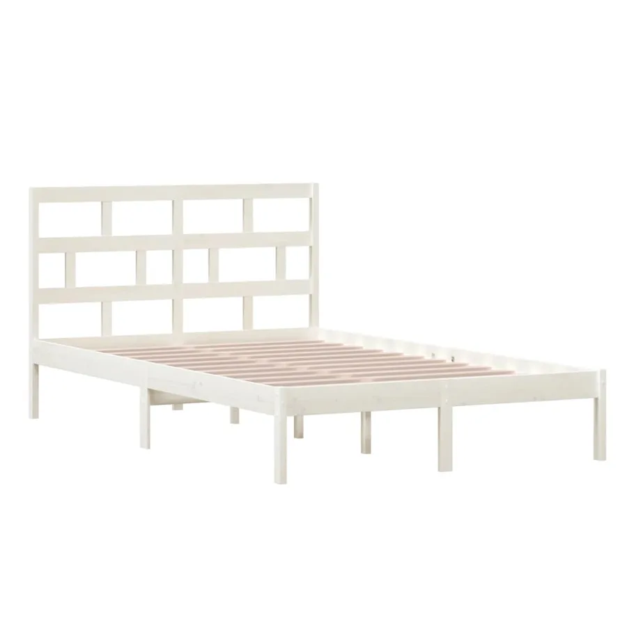 Cadre de lit sans matelas blanc bois massif 120x200 cm - 3