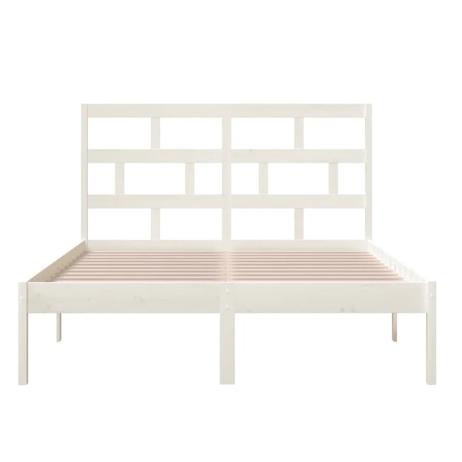 Cadre de lit sans matelas blanc bois massif 120x200 cm - 4