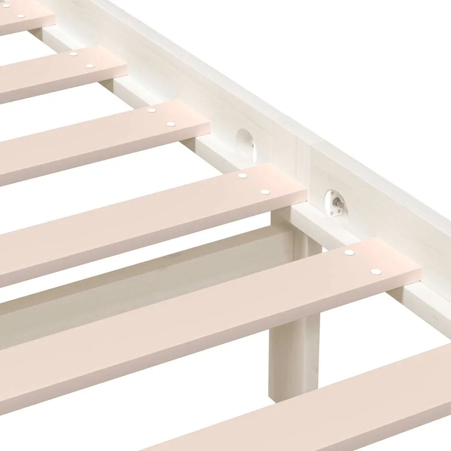 Cadre de lit sans matelas blanc bois massif 120x200 cm - 7