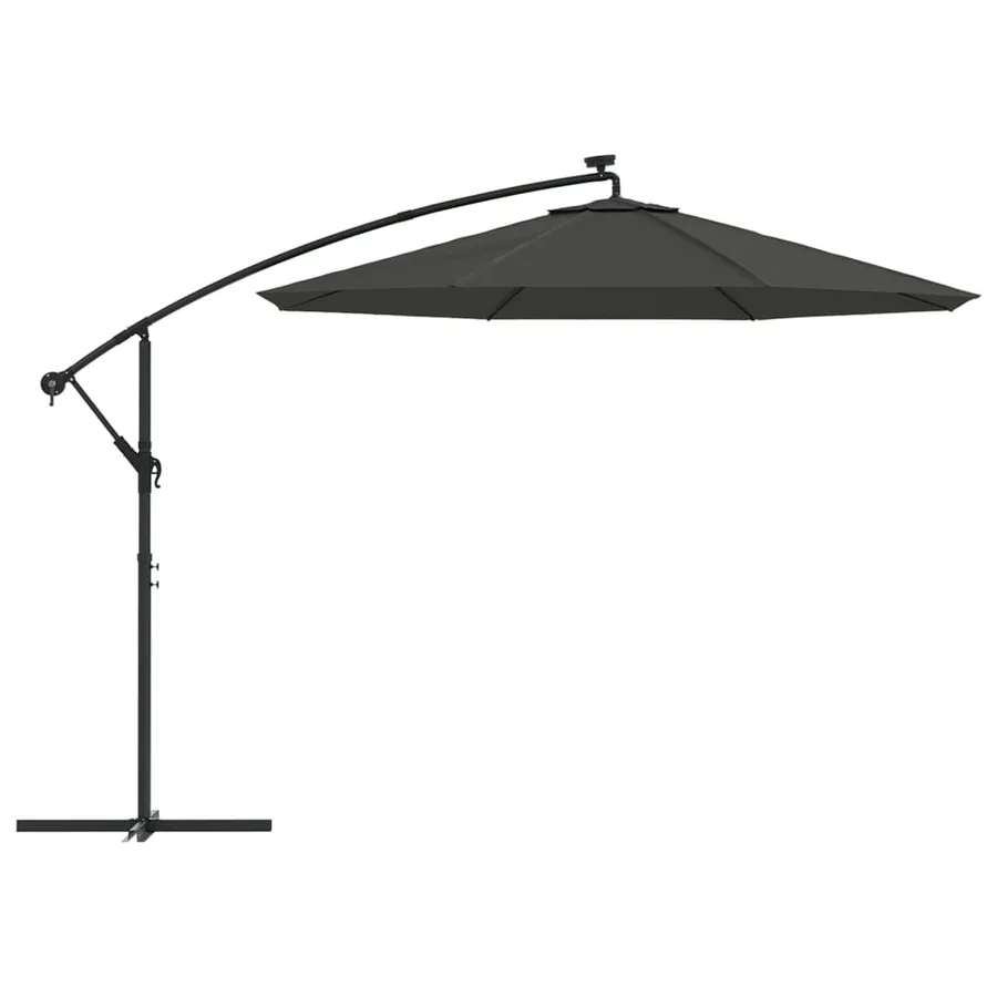 Parasol de jardin en porte-à-faux et lumières LED mât en acier - 4