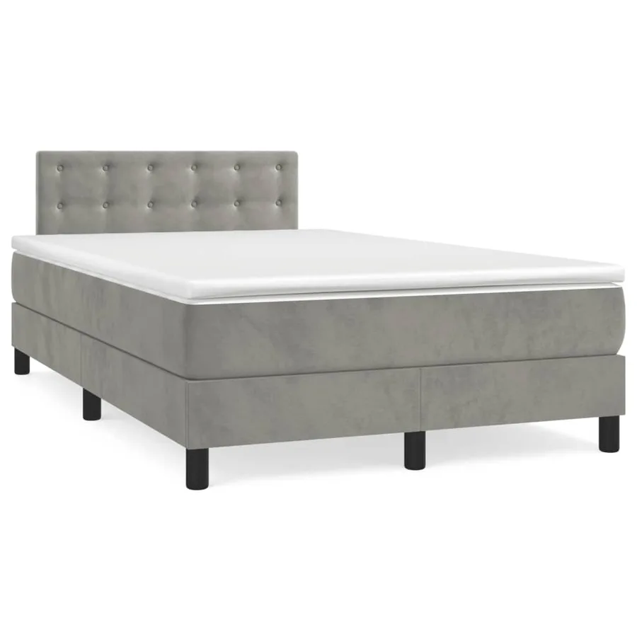 Sommier à lattes de lit et matelas Gris clair 120x200cm Velours - 2
