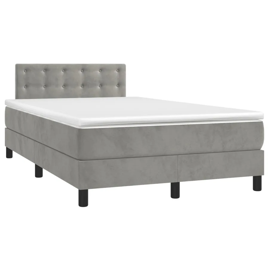 Sommier à lattes de lit et matelas Gris clair 120x200cm Velours - 3