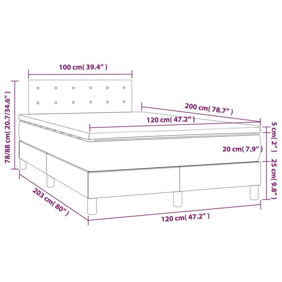 Sommier à lattes de lit et matelas Gris clair 120x200cm Velours - 7