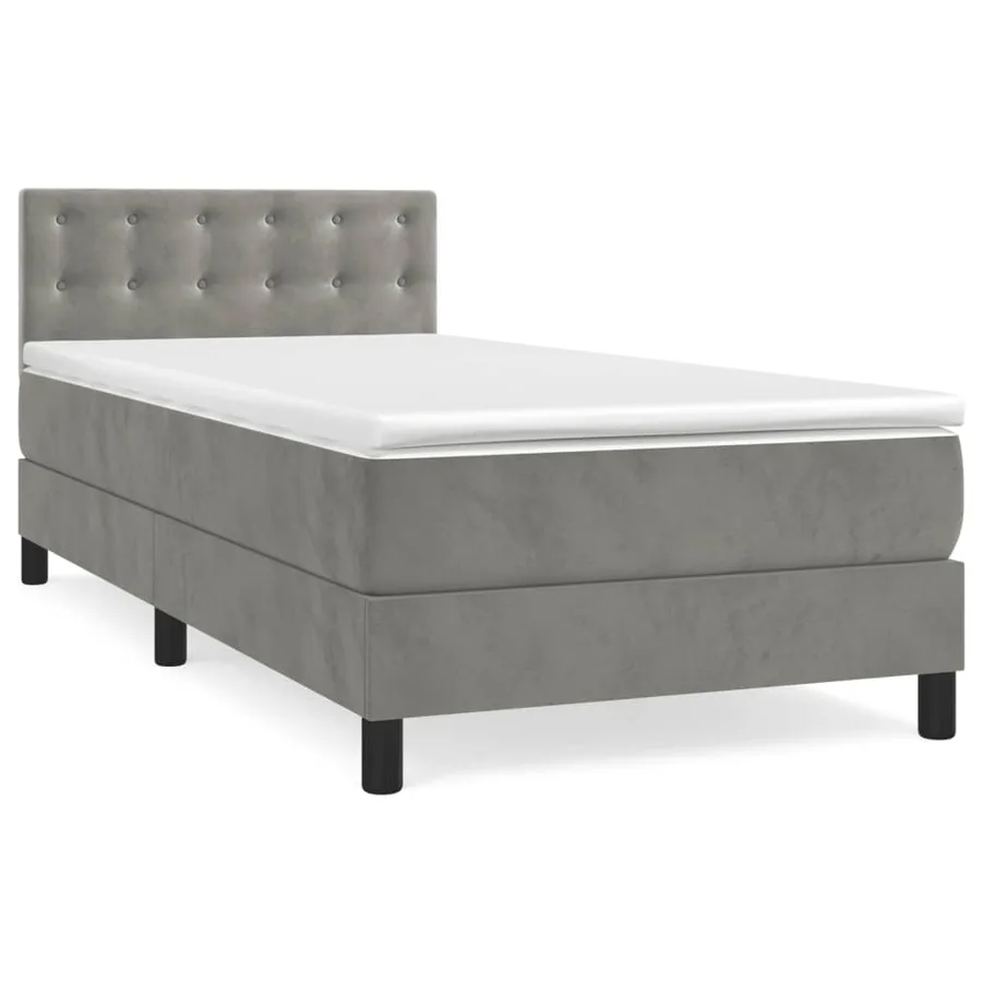 Sommier à lattes de lit et matelas Gris clair 100x200cm Velours - 2