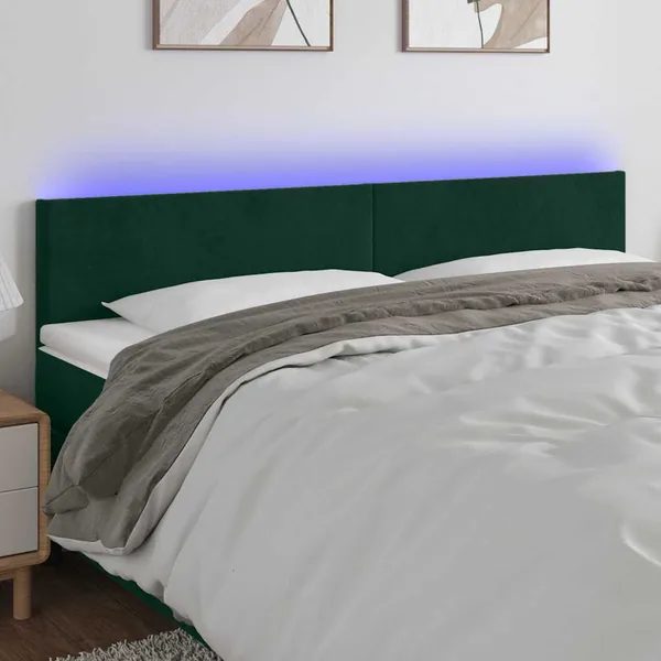 Tête de lit à LED Vert foncé 200x5x78/88 cm Velours