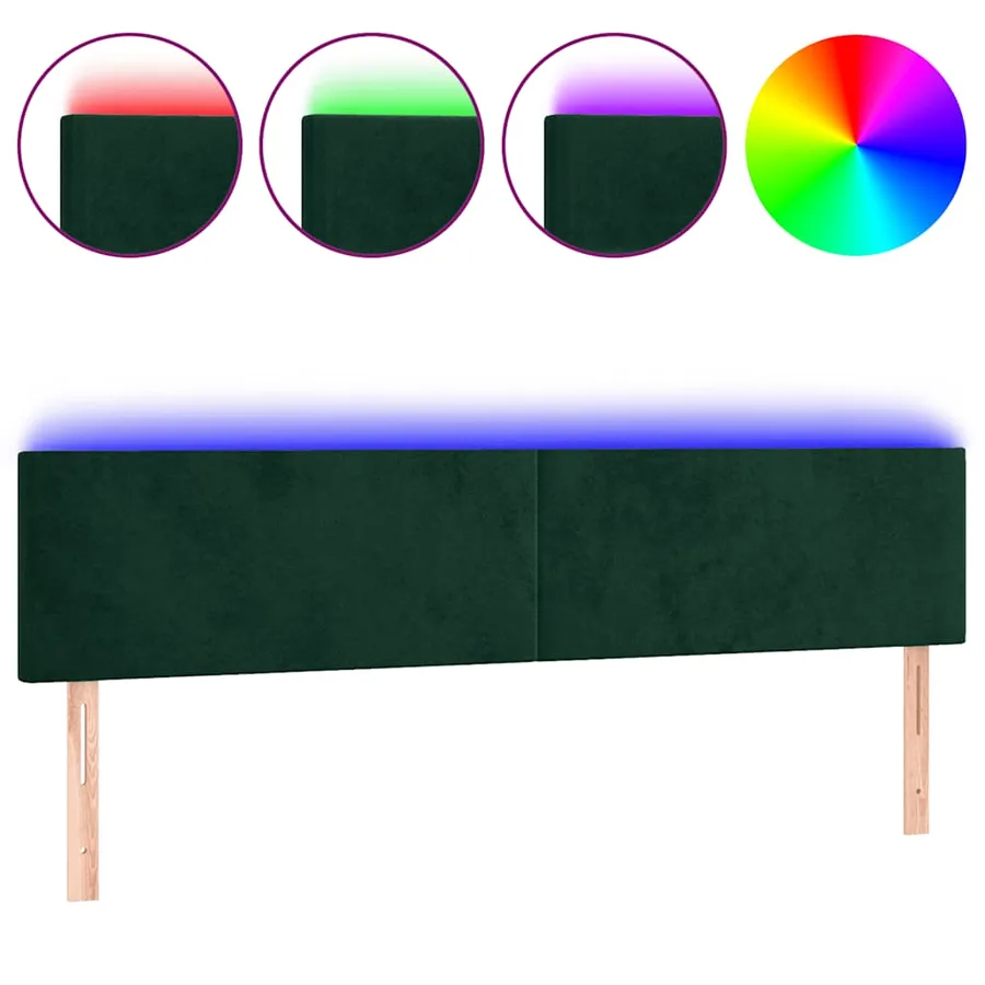 Tête de lit à LED Vert foncé 200x5x78/88 cm Velours - 2