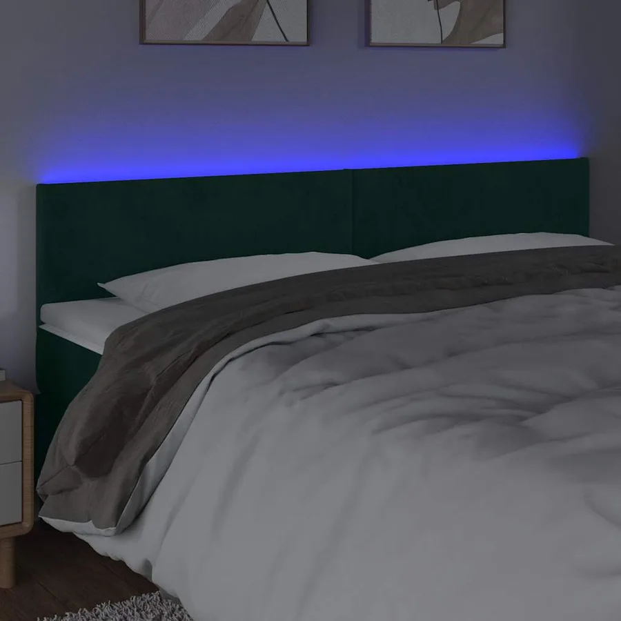 Tête de lit à LED Vert foncé 200x5x78/88 cm Velours - 3