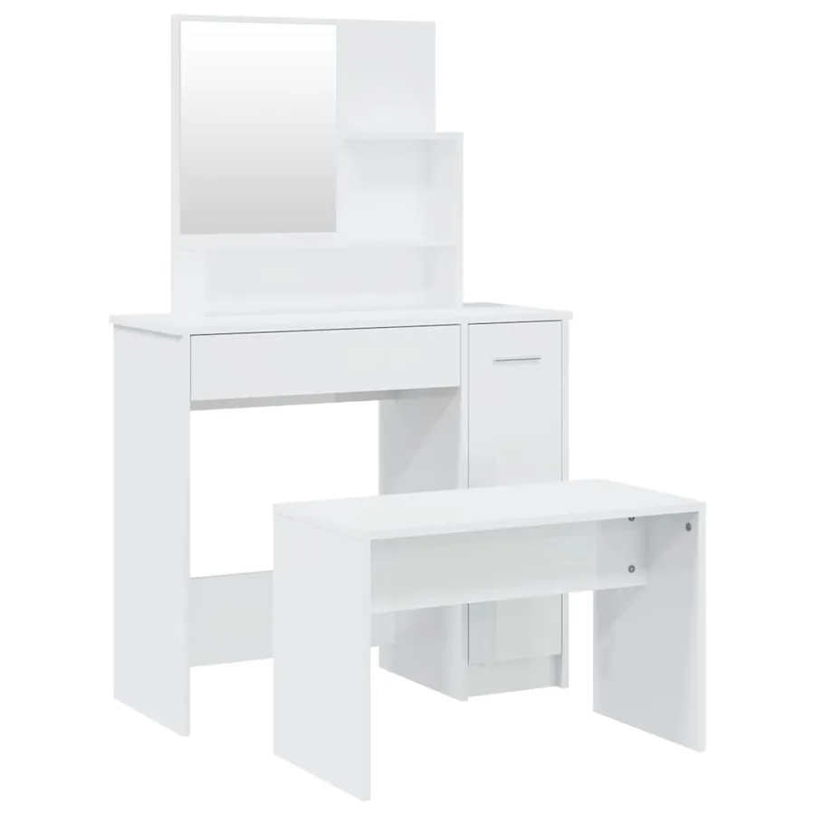 Ensemble de coiffeuse Blanc brillant 86,5x35x136 cm - 2
