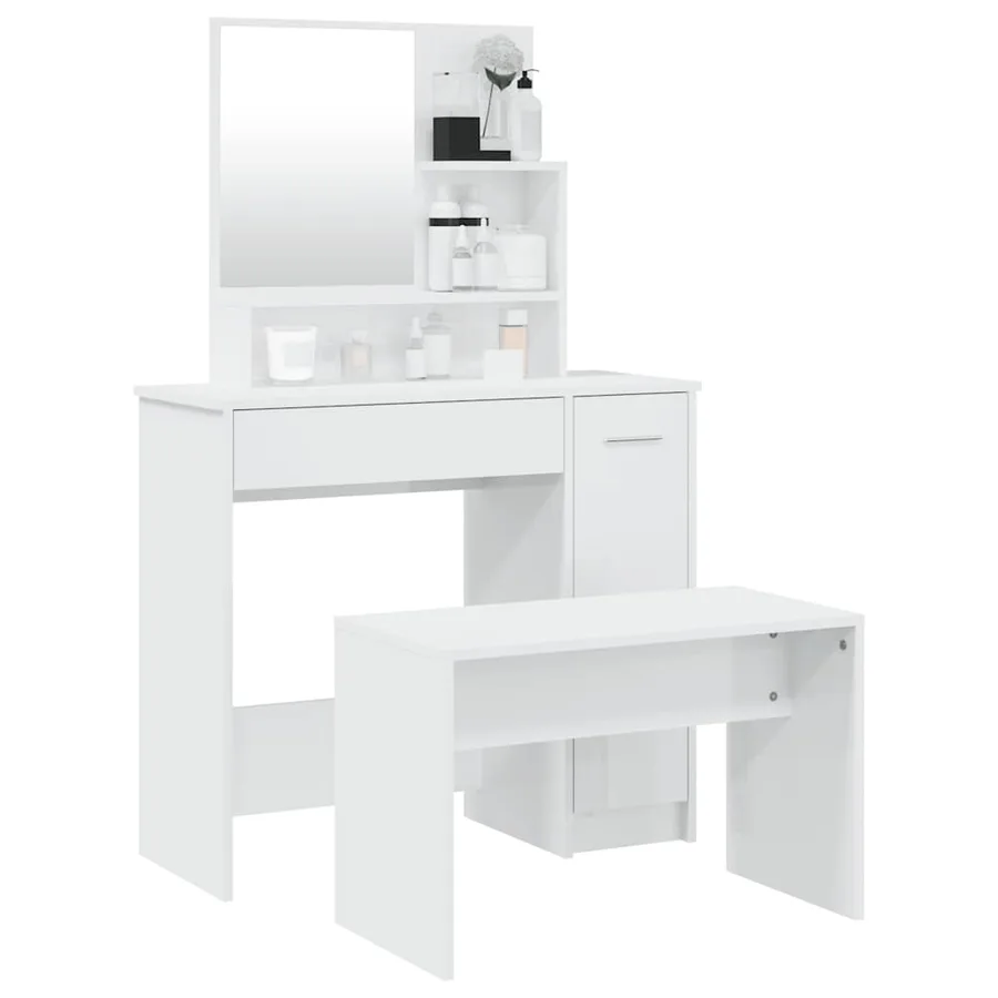 Ensemble de coiffeuse Blanc brillant 86,5x35x136 cm - 3