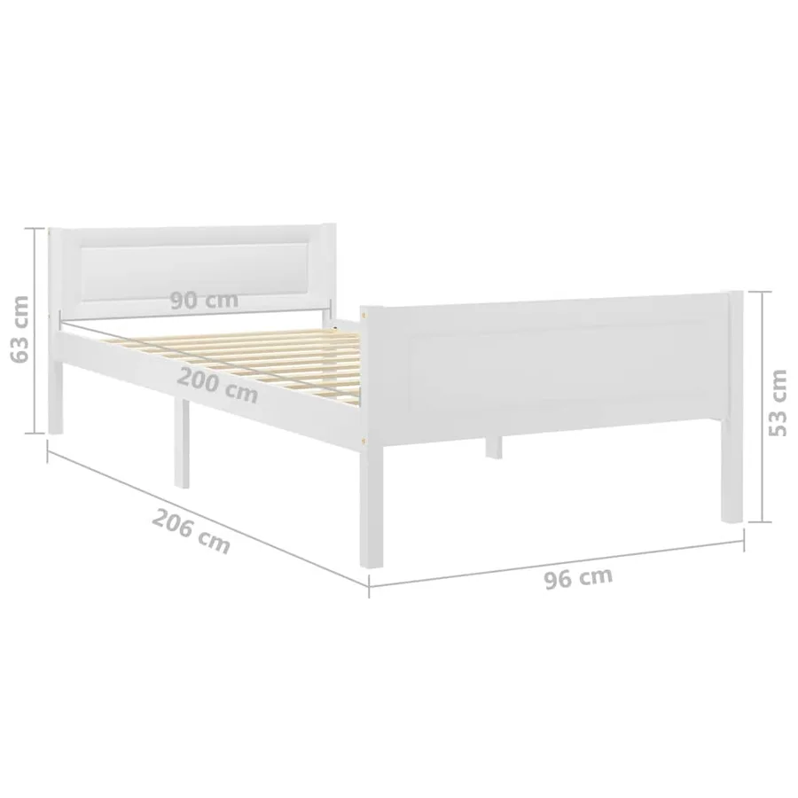 Cadre de lit sans matelas en pin massif blanc 90x200 cm - 6