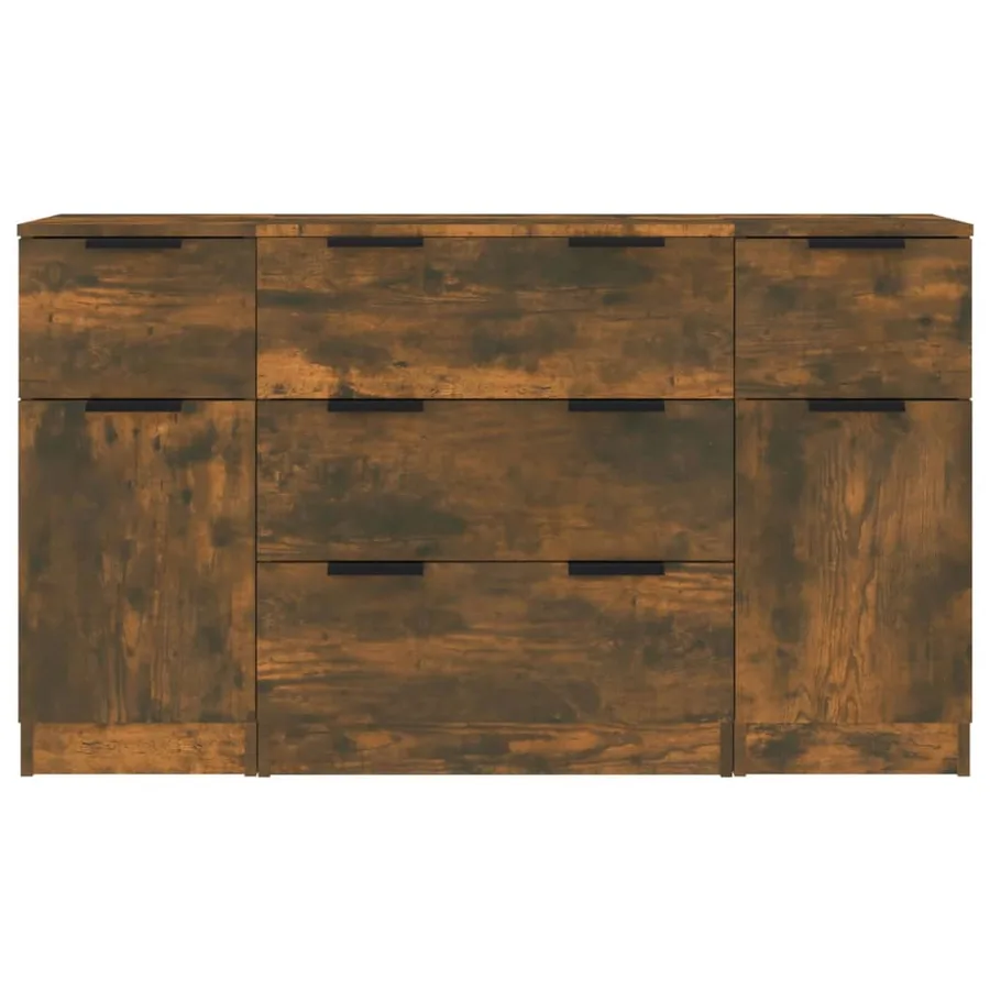 Ensemble de buffets 3 pcs chêne fumé bois d'ingénierie - 5