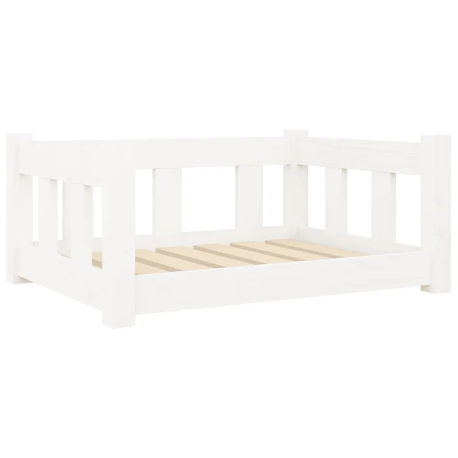 Lit pour chien Blanc 65,5x50,5x28 cm Bois de pin solide - 2