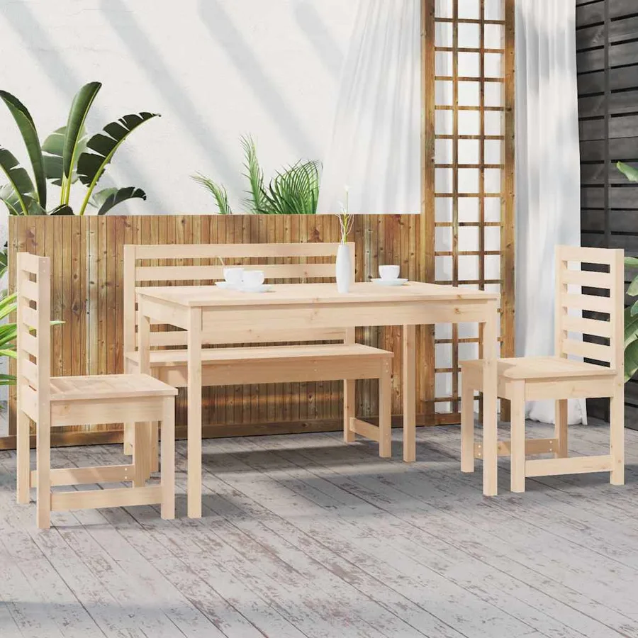 Ensemble à manger de jardin 4 pcs bois massif de pin - 3