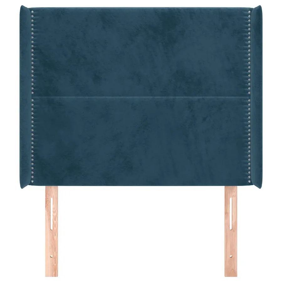 Tête de lit avec oreilles Bleu foncé 103x16x118/128 cm Velours - 3