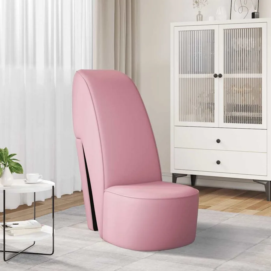 Chaise en forme de chaussure à talon haut rose similicuir