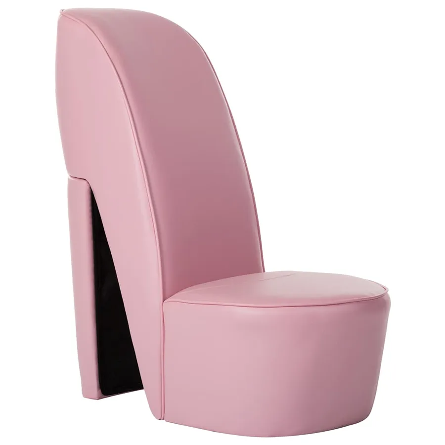 Chaise en forme de chaussure à talon haut rose similicuir - 2
