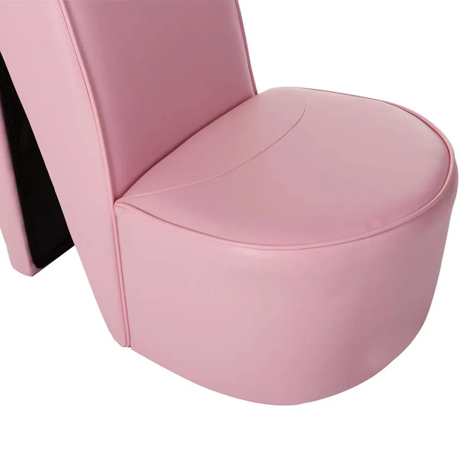 Chaise en forme de chaussure à talon haut rose similicuir - 7