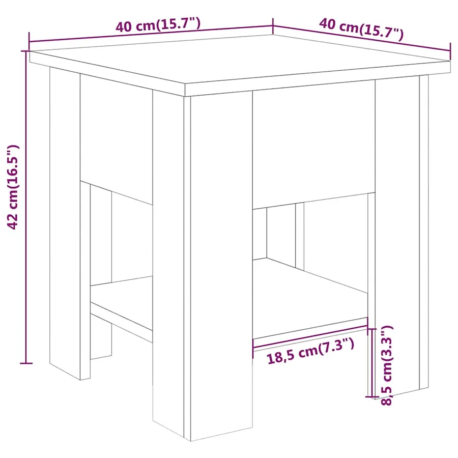 Table basse noir 40x40x42 cm bois d'ingénierie - 6