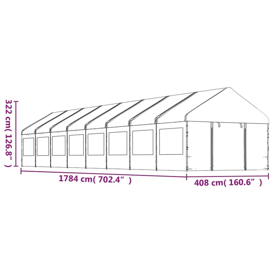 Belvédère avec toit blanc 17,84x4,08x3,22 m polyéthylène - 7