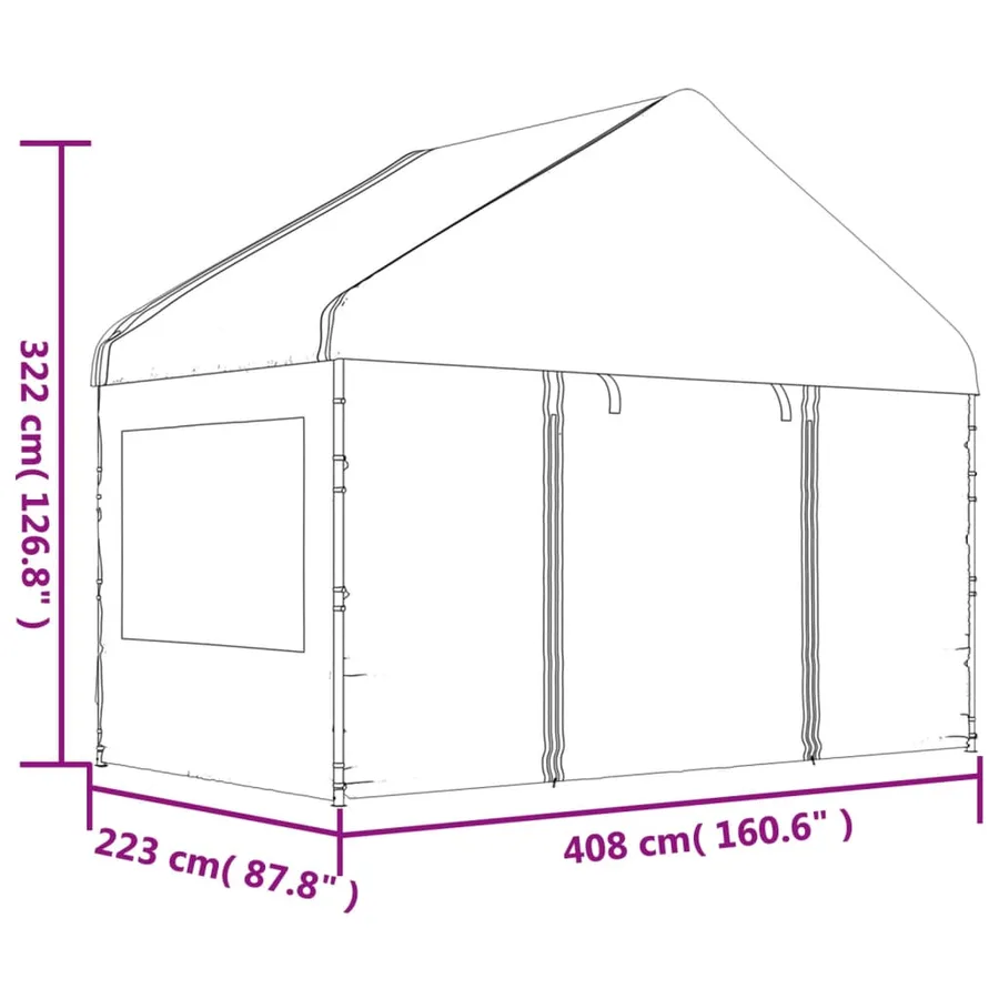 Belvédère avec toit blanc 17,84x4,08x3,22 m polyéthylène - 8