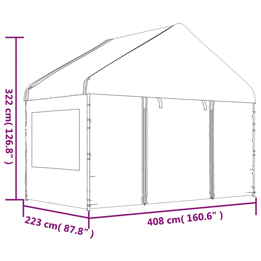 Belvédère avec toit blanc 13,38x4,08x3,22 m polyéthylène - 8