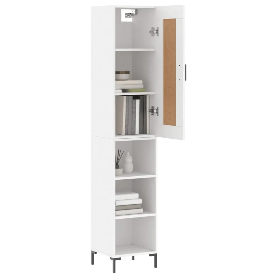 Buffet haut Blanc 34,5x34x180 cm Bois d'ingénierie - 3