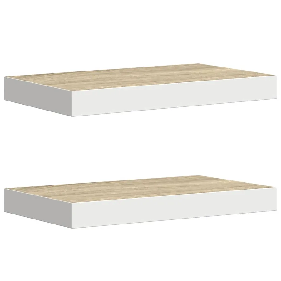 Étagères flottantes 2 pcs Chêne et blanc 40x23,5x3,8 cm MDF - 2