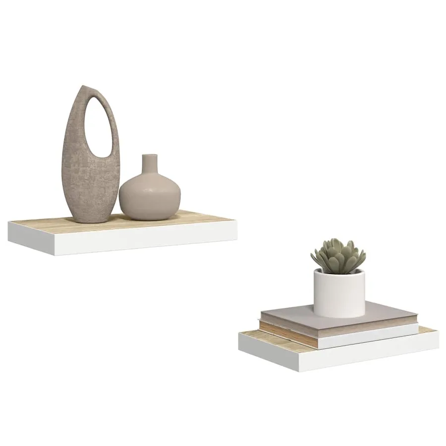 Étagères flottantes 2 pcs Chêne et blanc 40x23,5x3,8 cm MDF - 5