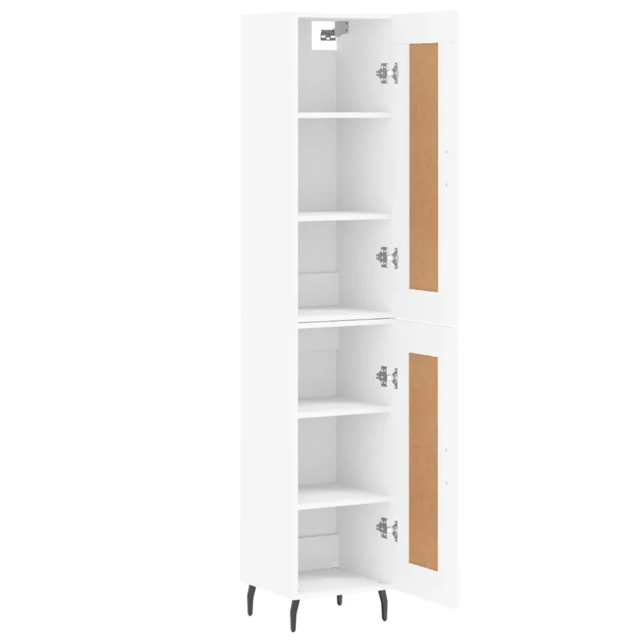 Buffet haut Blanc 34,5x34x180 cm Bois d'ingénierie - 4