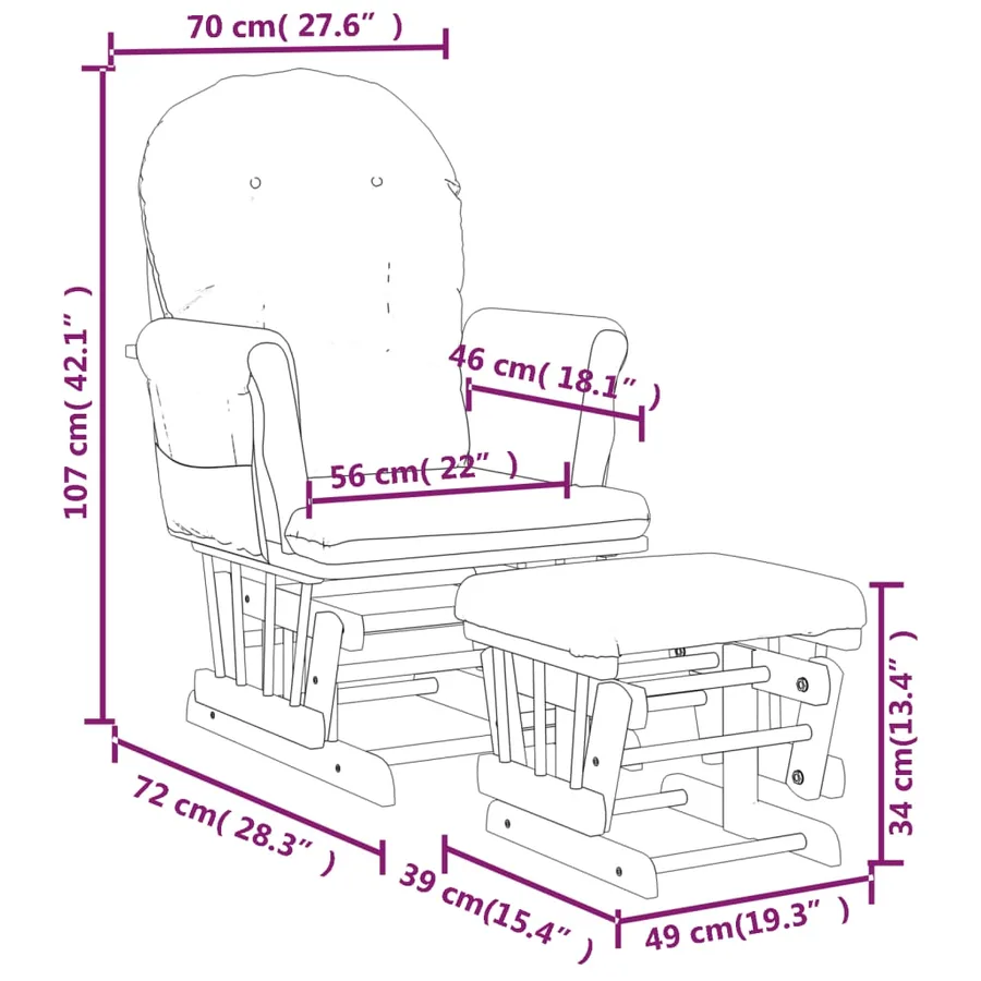 Chaise berçante avec repose-pied Gris foncé Tissu - 12