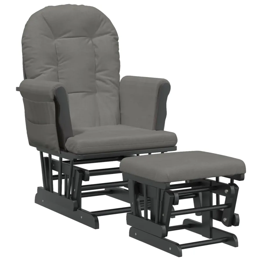 Chaise berçante avec repose-pied Gris foncé Tissu - 2