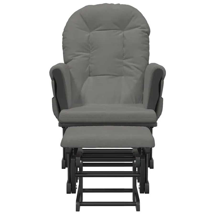 Chaise berçante avec repose-pied Gris foncé Tissu - 3