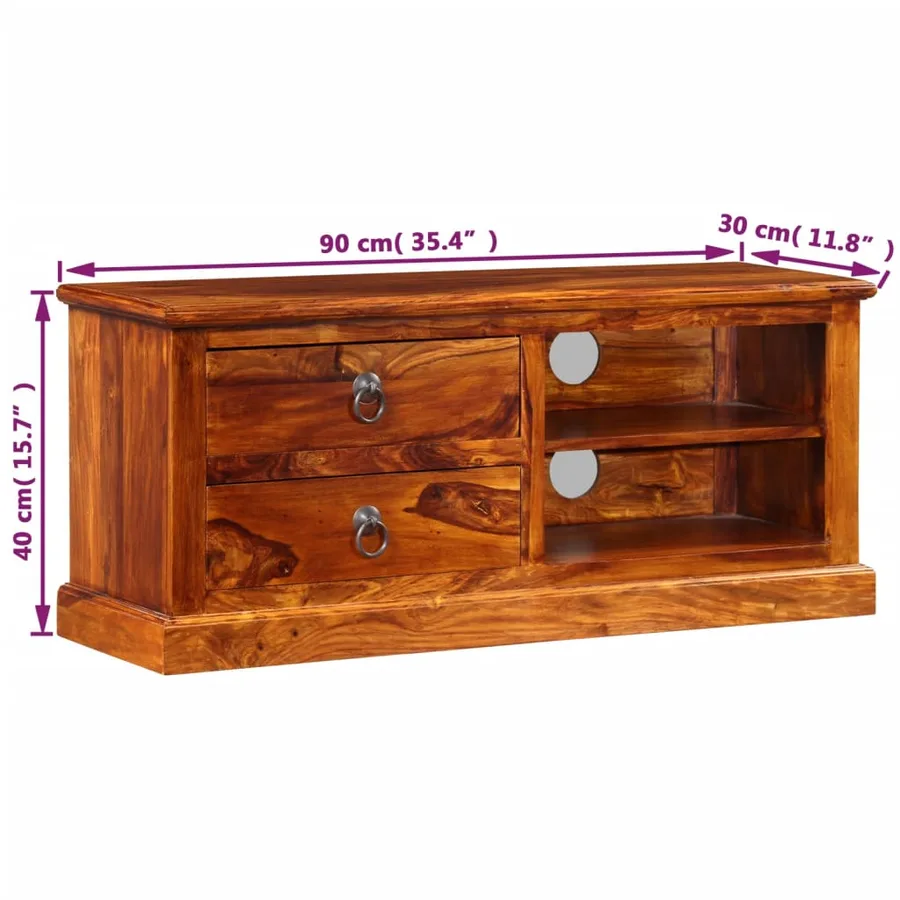 Meuble TV Bois massif de Sesham 90x30x40 cm - 8