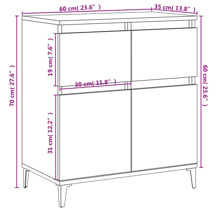 Buffet Blanc 60x35x70 cm Bois d'ingénierie - 10