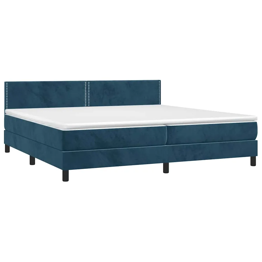 Sommier à lattes de lit avec matelas LED Bleu foncé 200x200 cm - 4