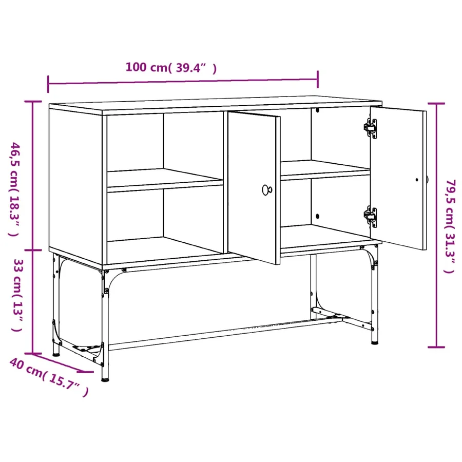 Buffet sonoma gris 100x40x79,5 cm bois d'ingénierie - 12