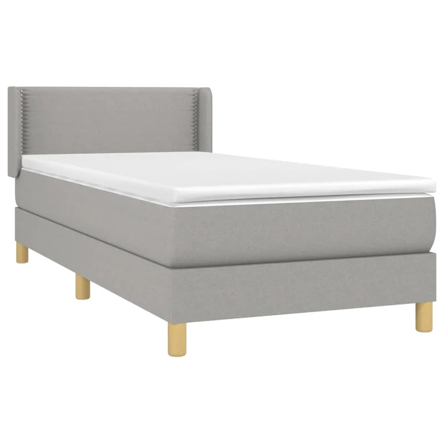 Sommier à lattes de lit avec matelas Gris clair 90x200 cm Tissu - 3