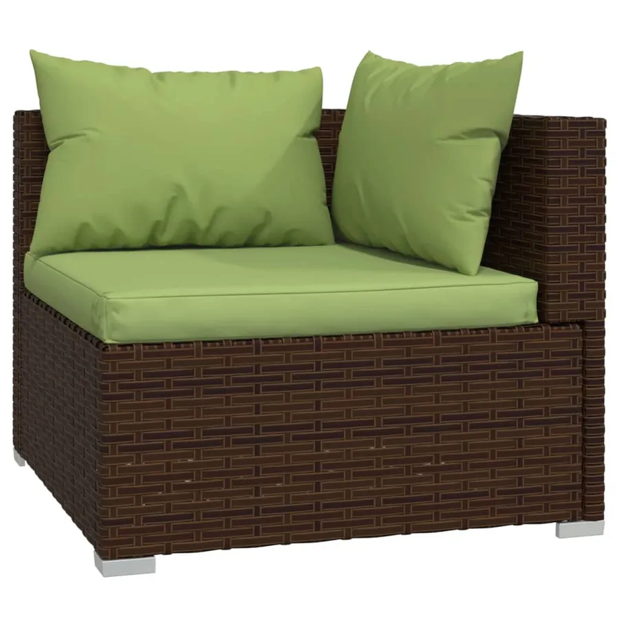 Salon de jardin 7 pcs avec coussins Résine tressée Marron - 4