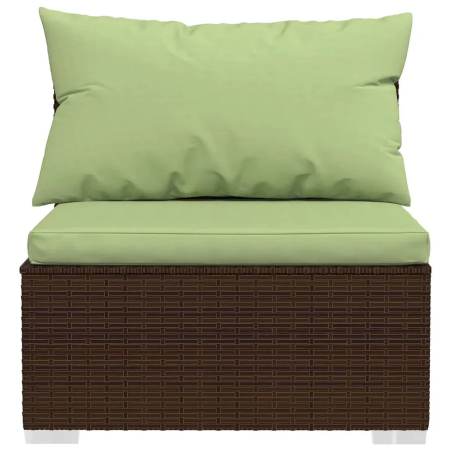 Salon de jardin 7 pcs avec coussins Résine tressée Marron - 5
