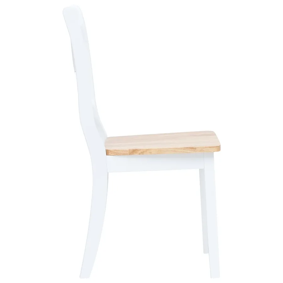 Chaises à manger lot de 2 blanc et bois clair bois hévéa massif - 4