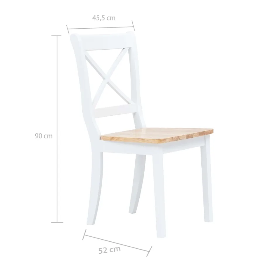 Chaises à manger lot de 2 blanc et bois clair bois hévéa massif - 7