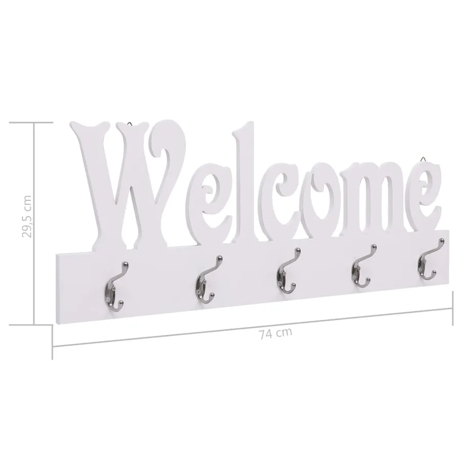Porte-manteau mural WELCOME Blanc 74x29,5 cm - 6