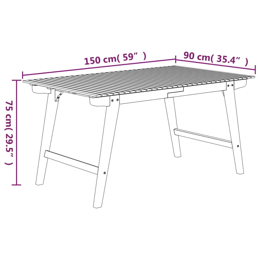 Table de jardin 150x90x75 cm Bois d'acacia solide - 6